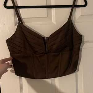 Et clet chocolate brown cropped corset shirt. Size L. Worn once, great condition